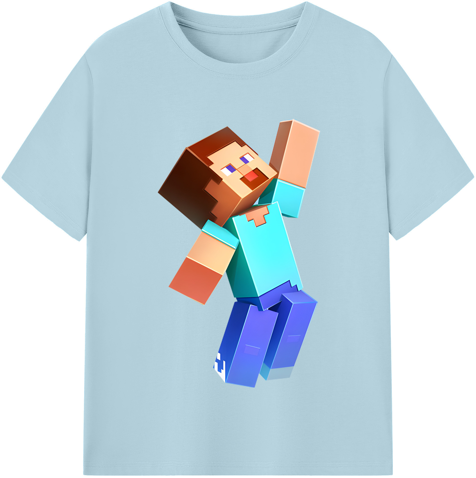 （画像用） マインクラフト ブロックの世界 Minecraft MC Block world 綿100％半袖Tシャツ（フロントプリント）